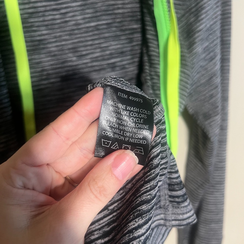 LUKKA Women's Medium Active Black Gray Stripe Full Zip Hoodie Jacket Neon Accent - Picture 10 of 10